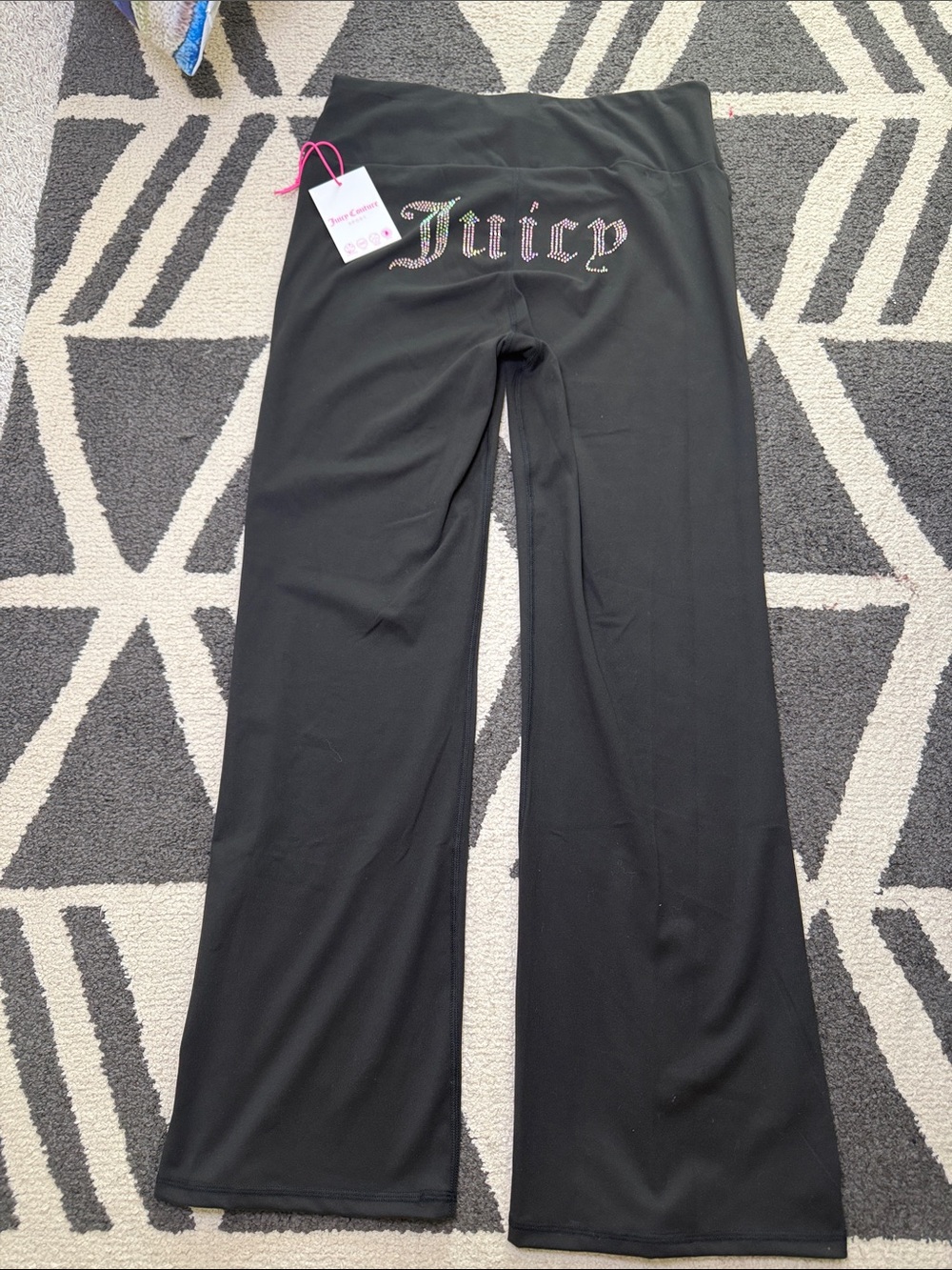 Juicy Couture Black Leggings with Multicolor Crystal Logo